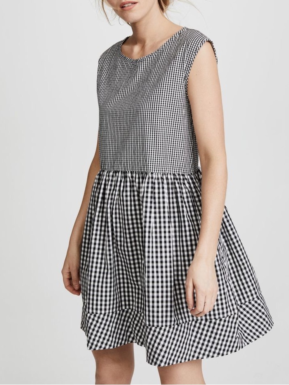 Madewell Black & White Gingham Sleeveless Mini Dress - Picture 3 of 3